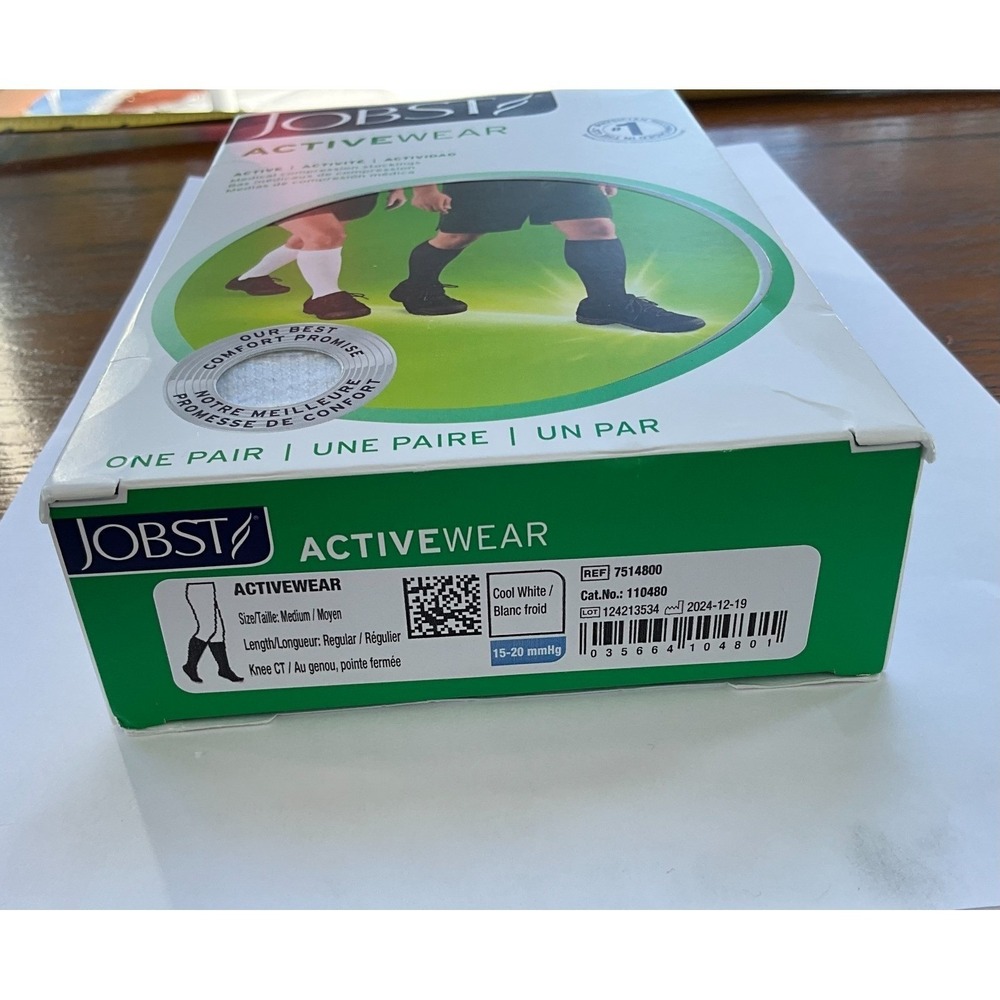 Jobst ActiveWear Compression Socks 15-20 mmHg White Medium Knee High 110480 - Picture 4 of 5